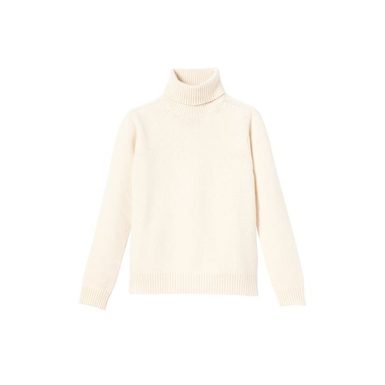 Chemisier Longchamp Turtleneck Pull Ecru Laine Beige | 53098-HYCM