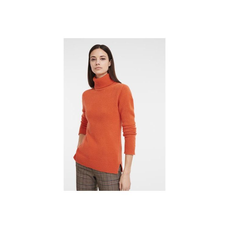 Chemisier Longchamp Turtleneck Pull Laine Orange | 41263-BALS