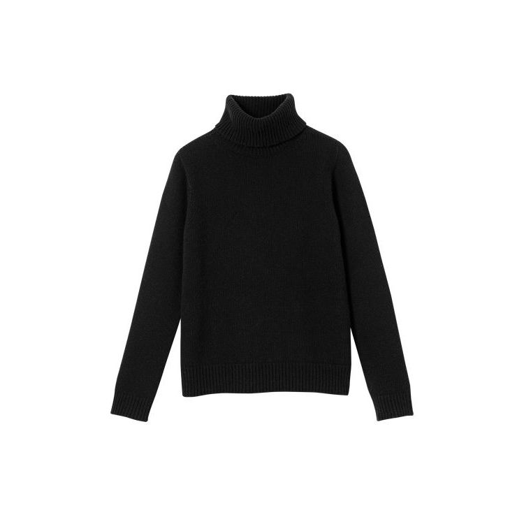 Chemisier Longchamp Turtleneck Pull Laine Noir | 45819-HGEI