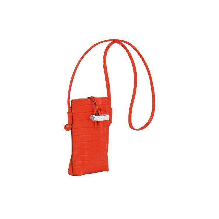 Coque Longchamp With Dentelle Cuir Orange | 17538-APME