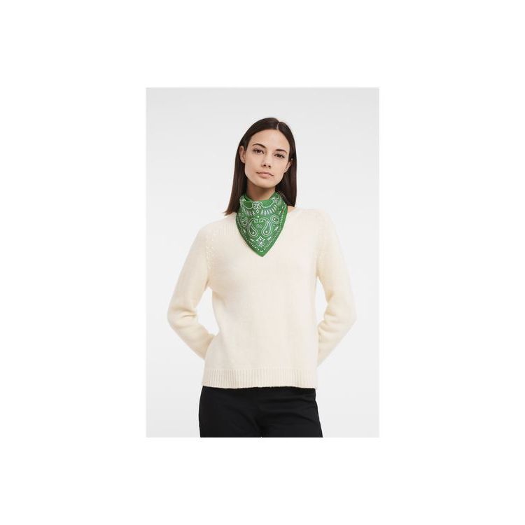 Echarpes Longchamp Scarf 50 Silk Vert | 94185-RMEH