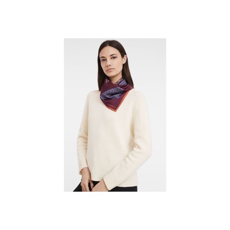 Echarpes Longchamp Scarf 70 Silk Bordeaux | 56803-FKTB