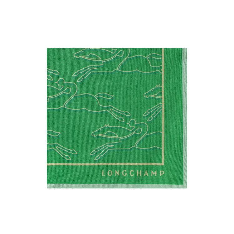 Echarpes Longchamp Scarf 70 Silk Vert | 87215-ADUR