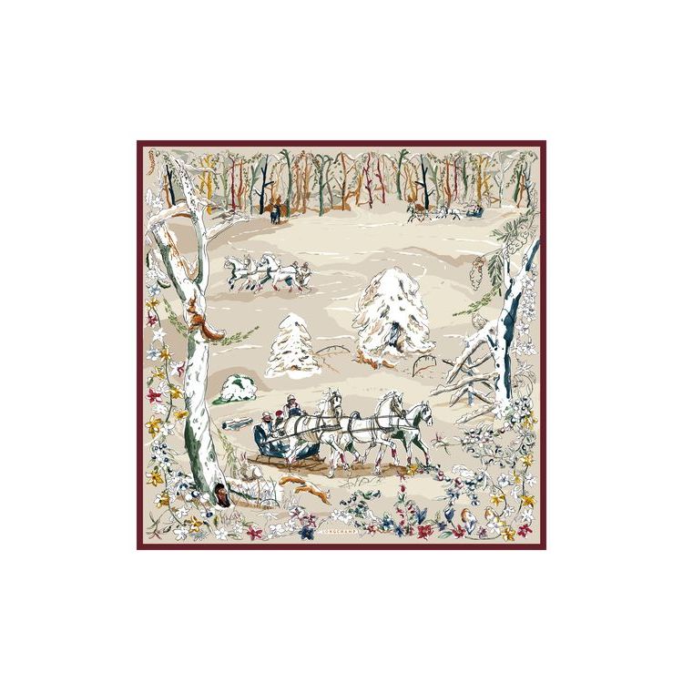 Echarpes Longchamp Scarf 90 Silk Beige | 71296-ZYSF