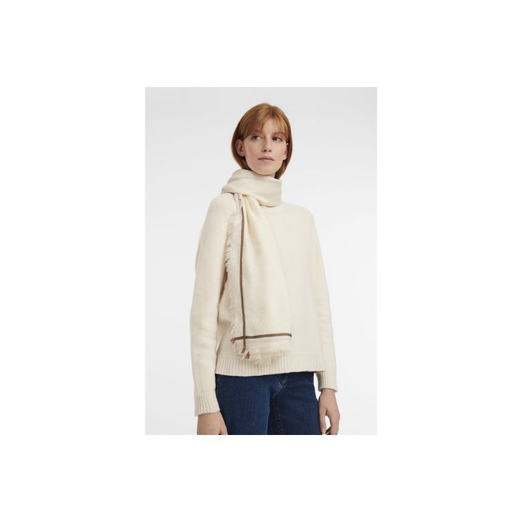 Echarpes Longchamp Shawl Coton Blanche | 13790-XJSO