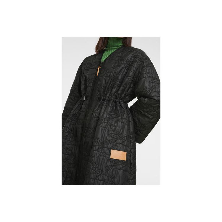 Manteaux Longchamp Long Puffer Other Noir | 24605-VKLE