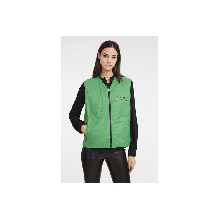 Manteaux Longchamp Reversible Vest Other Noir Vert | 48367-DNKE