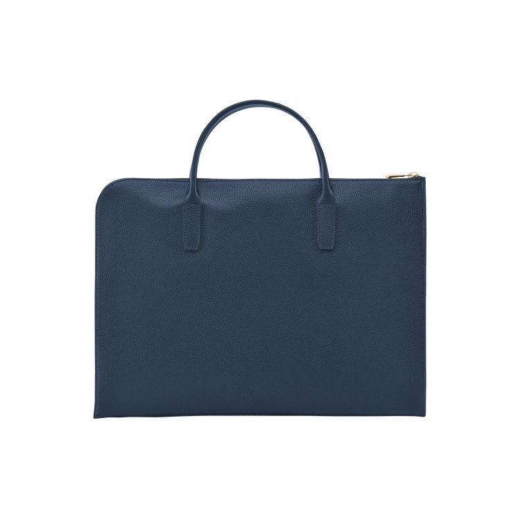 New Longchamp Briefcase S Cuir Bleu Marine | 09843-SYLK