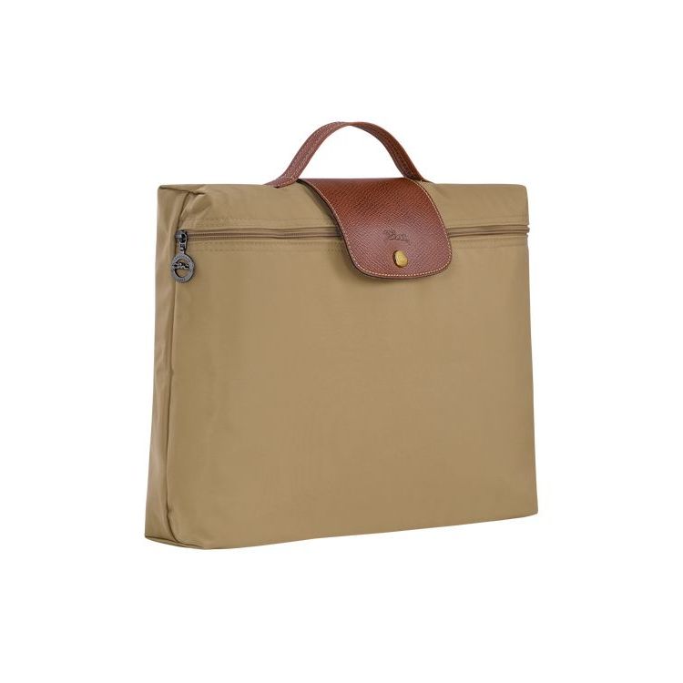 New Longchamp Briefcase S Desert Recycled canvas Kaki | 48756-QJRF