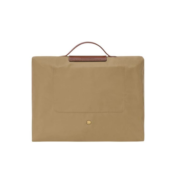 New Longchamp Briefcase S Desert Recycled canvas Kaki | 48756-QJRF