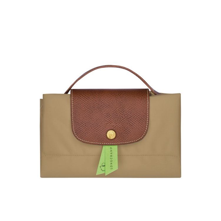 New Longchamp Briefcase S Desert Recycled canvas Kaki | 48756-QJRF