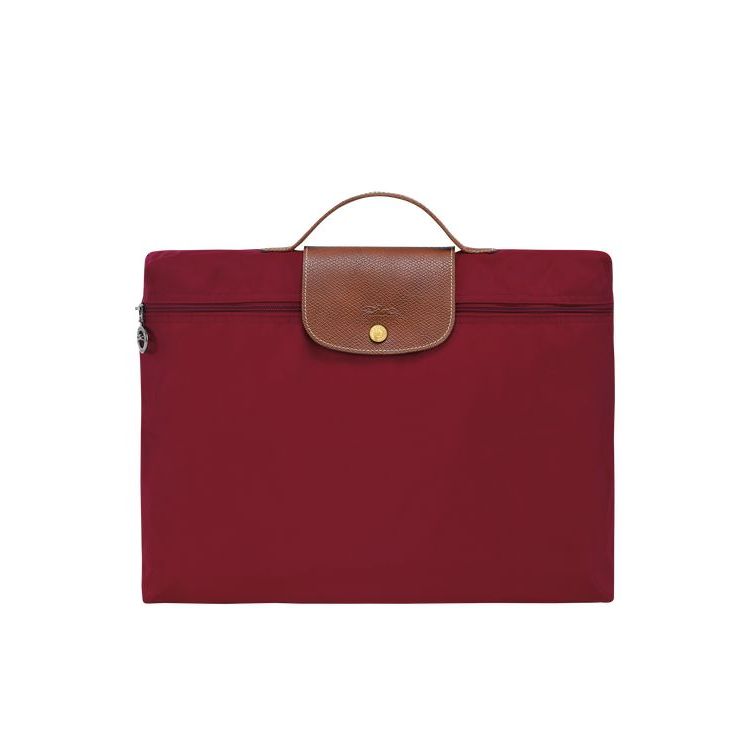 New Longchamp Briefcase S Recycled canvas Rouge | 04976-FJGK