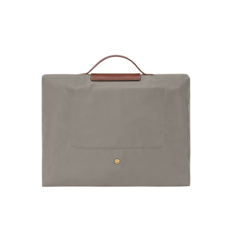 New Longchamp Briefcase S Turtledove Recycled canvas Grise | 05794-SKJE