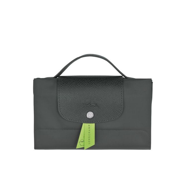 New Longchamp Folder Recycled canvas Grise Foncé | 74023-XFID