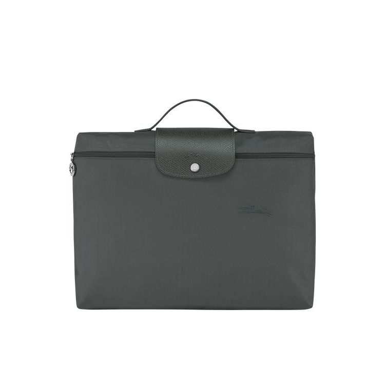 New Longchamp Folder Recycled canvas Grise Foncé | 74023-XFID