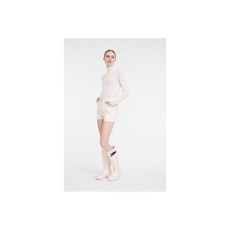 Pantalon Longchamp Shorts Ecru Coton Beige | 76492-VIXF