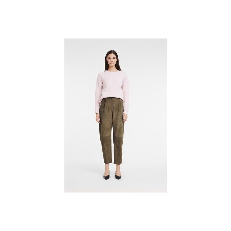 Pantalon Longchamp Trousers Cuir Kaki | 79854-JXYN