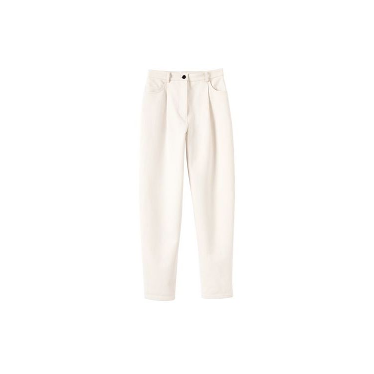 Pantalon Longchamp Trousers Ecru Coton Beige | 25314-SMKP