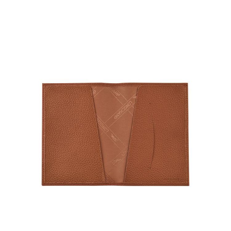 Pochettes Longchamp Passport Cover Caramel Cuir Marron | 39504-DOQZ