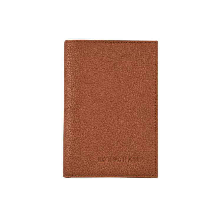 Pochettes Longchamp Passport Cover Caramel Cuir Marron | 39504-DOQZ