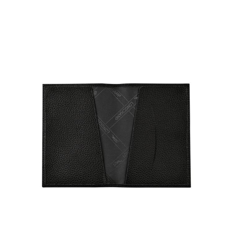 Pochettes Longchamp Passport Cover Cuir Noir | 32967-QEXA