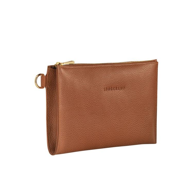 Pochettes Longchamp Pouch Caramel Cuir Marron | 02765-FXCZ