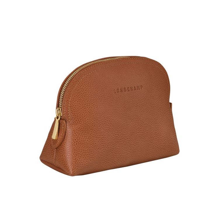 Pochettes Longchamp Pouch Caramel Cuir Marron | 25613-IHOQ