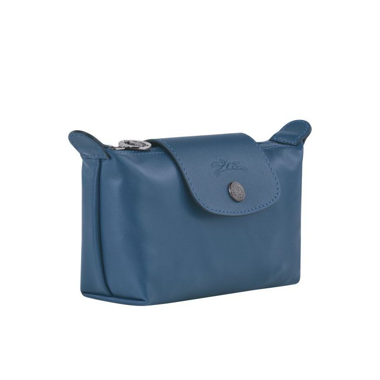 Pochettes Longchamp Pouch Cuir Bleu | 71486-DXEF