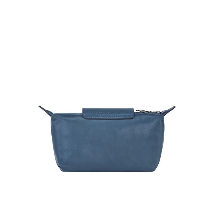 Pochettes Longchamp Pouch Cuir Bleu | 71486-DXEF