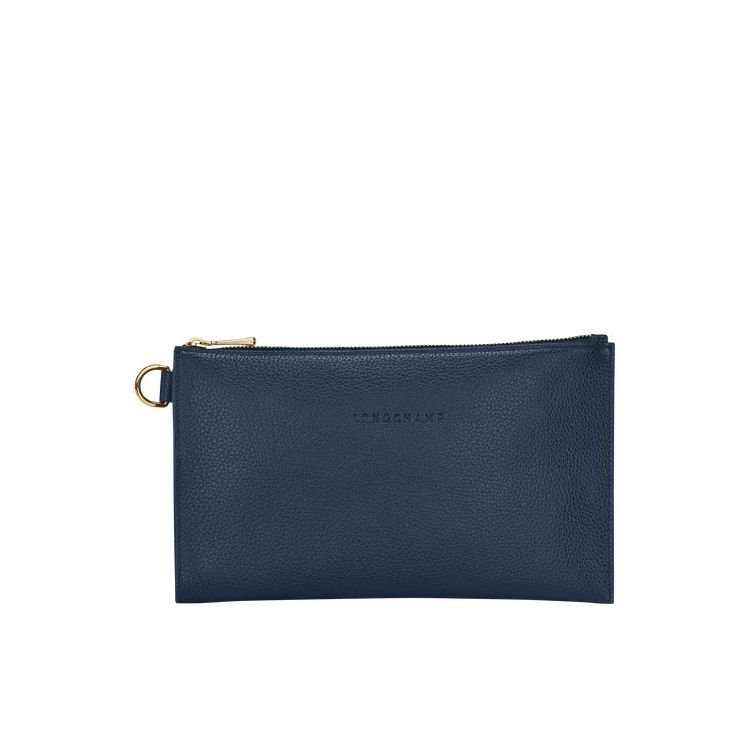 Pochettes Longchamp Pouch Cuir Bleu Marine | 19643-KRHM