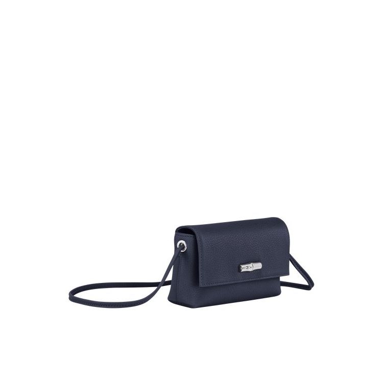 Pochettes Longchamp Pouch Cuir Bleu Marine | 68412-RYXO