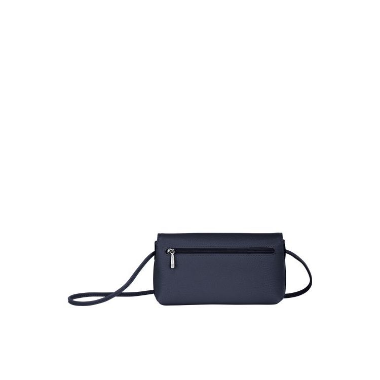 Pochettes Longchamp Pouch Cuir Bleu Marine | 68412-RYXO