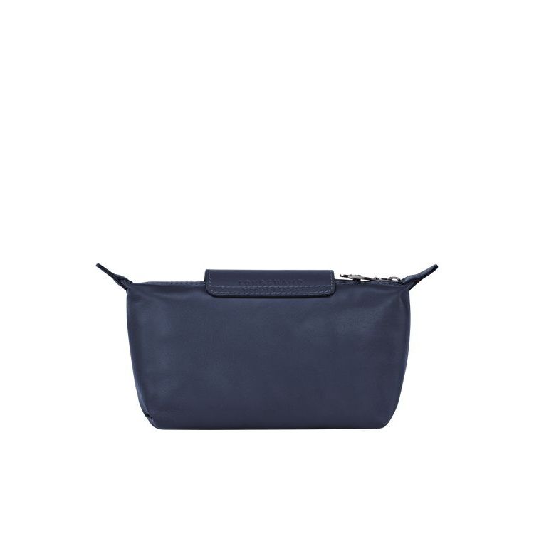 Pochettes Longchamp Pouch Cuir Bleu Marine | 72839-IYLG