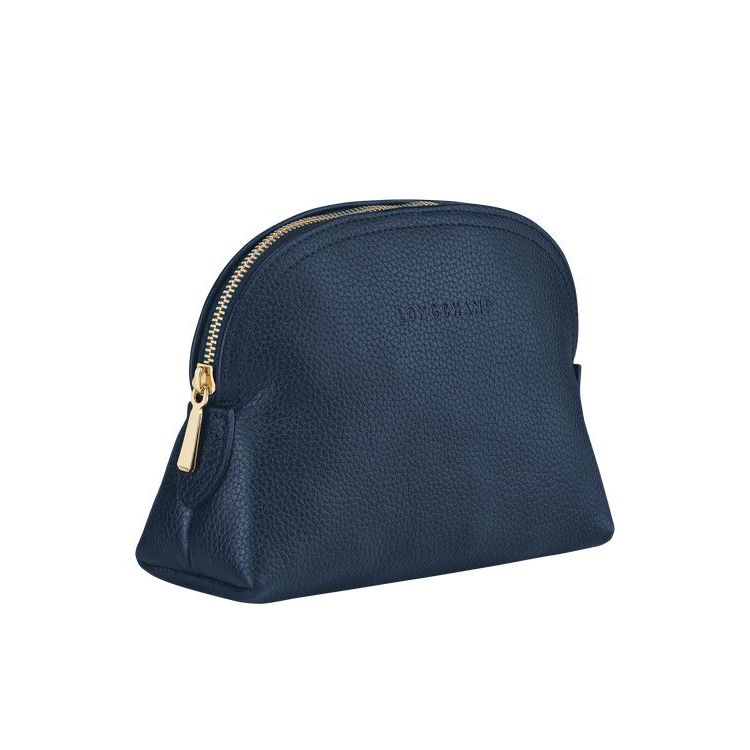 Pochettes Longchamp Pouch Cuir Bleu Marine | 83045-BWAN