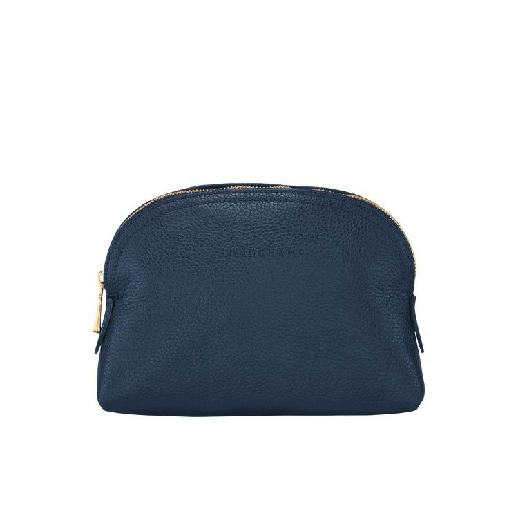 Pochettes Longchamp Pouch Cuir Bleu Marine | 83045-BWAN