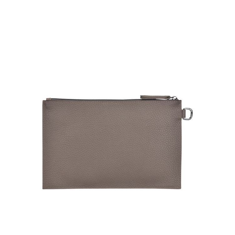 Pochettes Longchamp Pouch Cuir Grise | 74381-YGQF