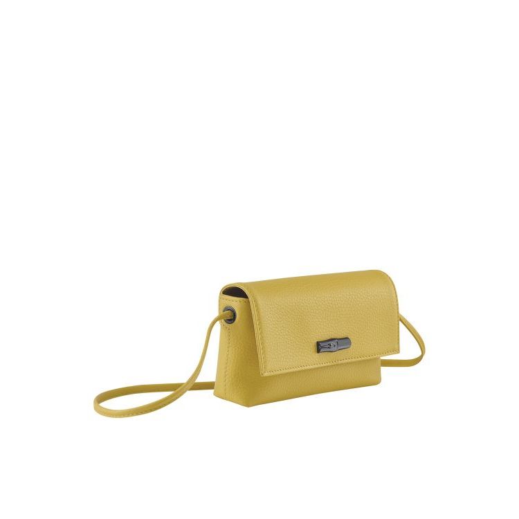 Pochettes Longchamp Pouch Cuir Jaune | 07864-MSDY