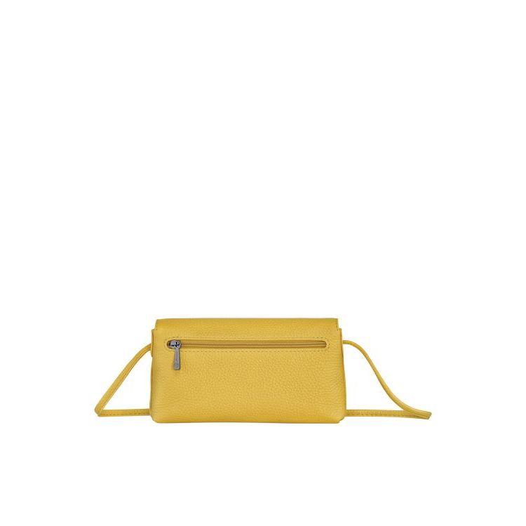 Pochettes Longchamp Pouch Cuir Jaune | 07864-MSDY