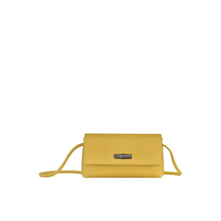 Pochettes Longchamp Pouch Cuir Jaune | 07864-MSDY