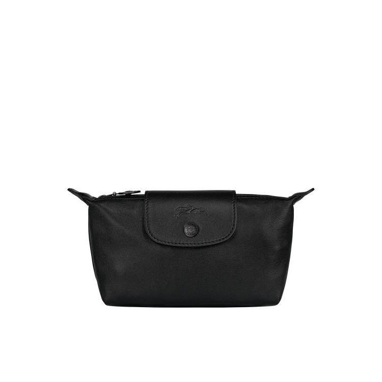 Pochettes Longchamp Pouch Cuir Noir | 06395-BPNC