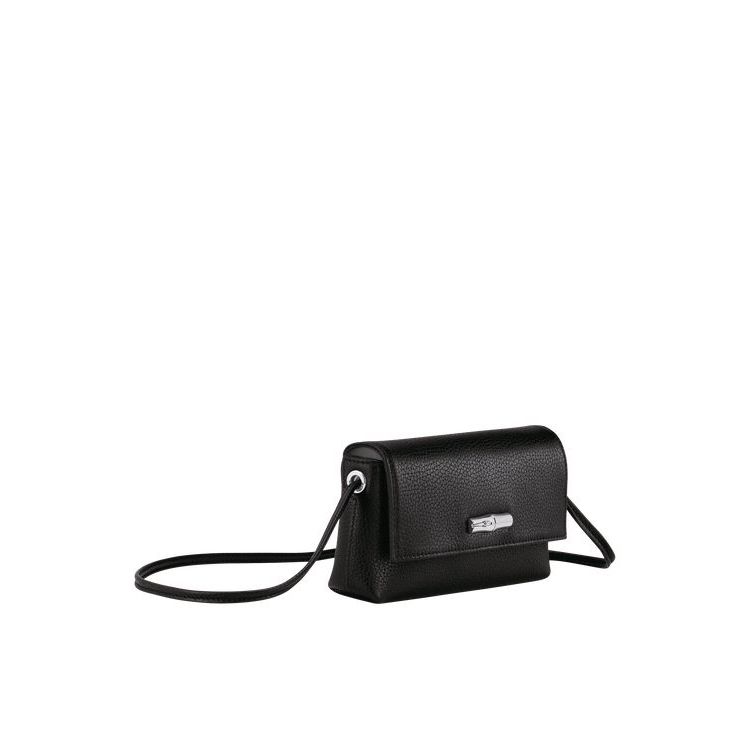 Pochettes Longchamp Pouch Cuir Noir | 30912-INDR