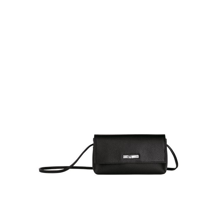 Pochettes Longchamp Pouch Cuir Noir | 30912-INDR