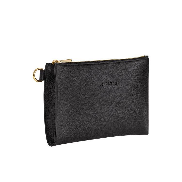 Pochettes Longchamp Pouch Cuir Noir | 34581-WLZT