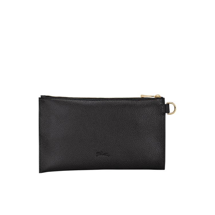 Pochettes Longchamp Pouch Cuir Noir | 34581-WLZT