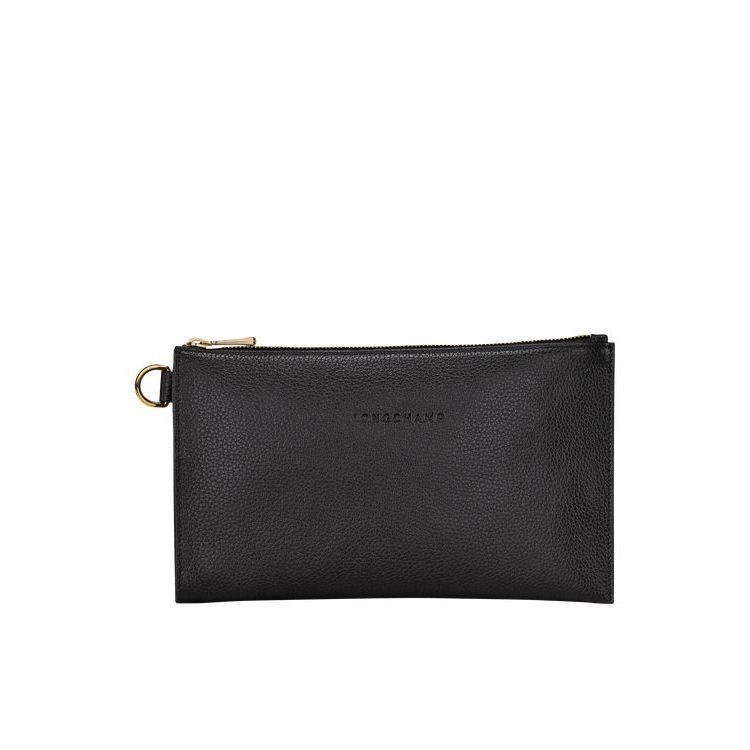 Pochettes Longchamp Pouch Cuir Noir | 34581-WLZT