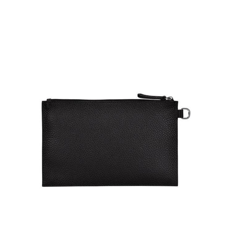 Pochettes Longchamp Pouch Cuir Noir | 43918-TBGP