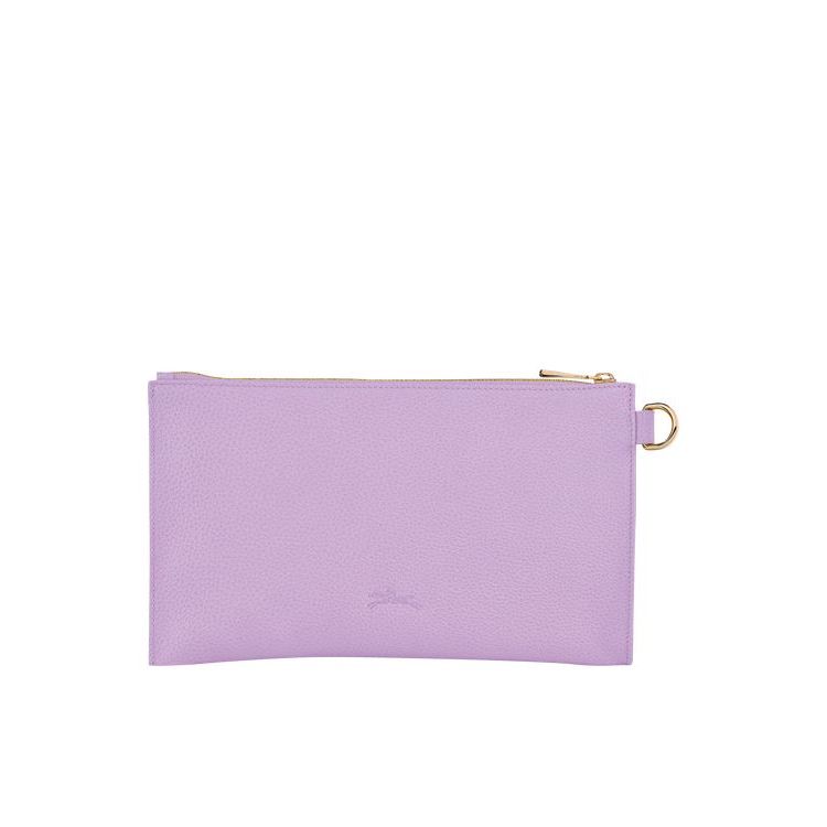 Pochettes Longchamp Pouch Cuir Violette | 72516-EJYH