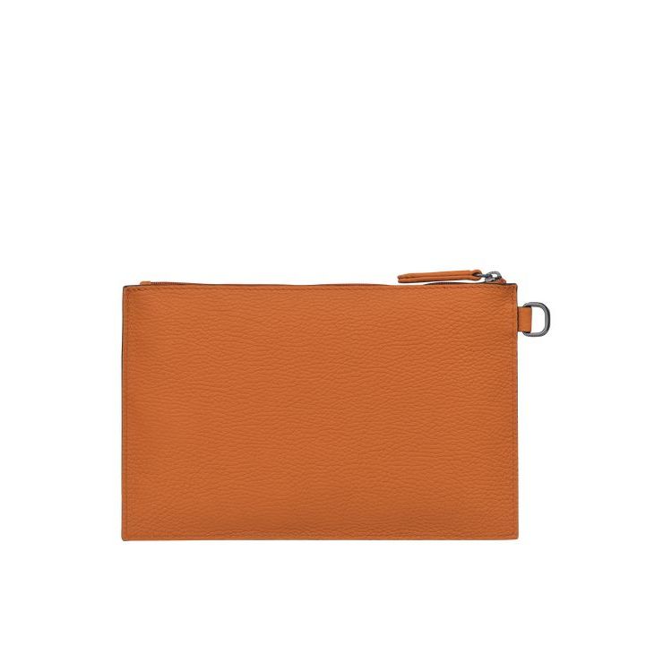 Pochettes Longchamp Pouch Saffron Cuir Orange | 80479-YZRX