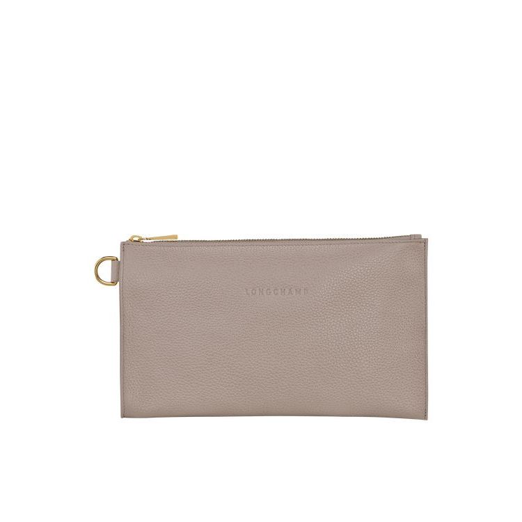 Pochettes Longchamp Pouch Turtledove Cuir Grise | 19302-NCMT