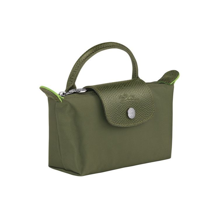 Pochettes Longchamp Pouch With Forest Recycled canvas Vert | 70162-RISJ